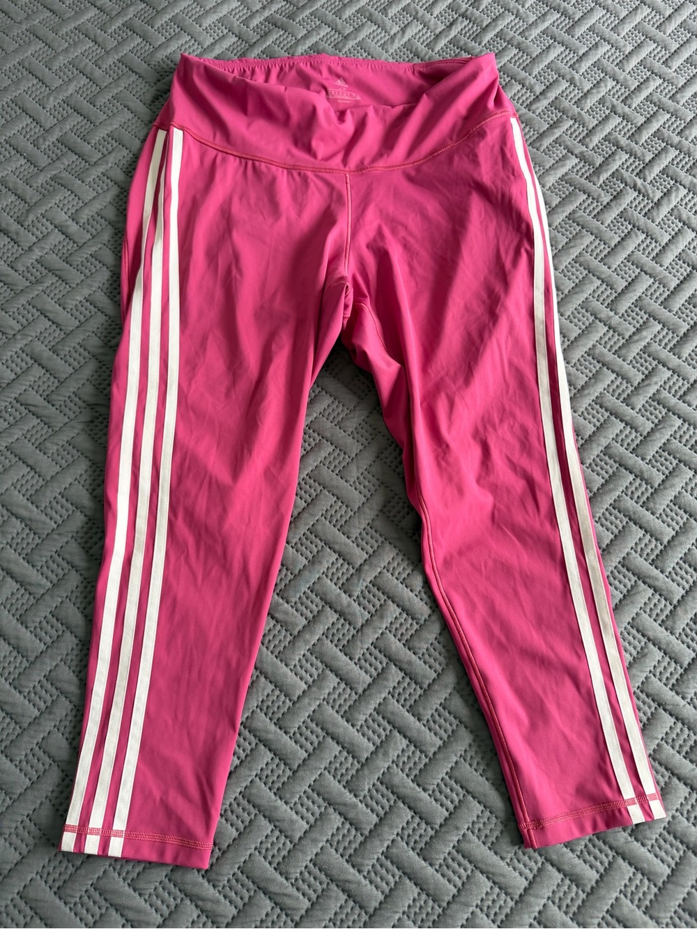 adidas Women’s Pink Athletic Leggings with White Side Stripes